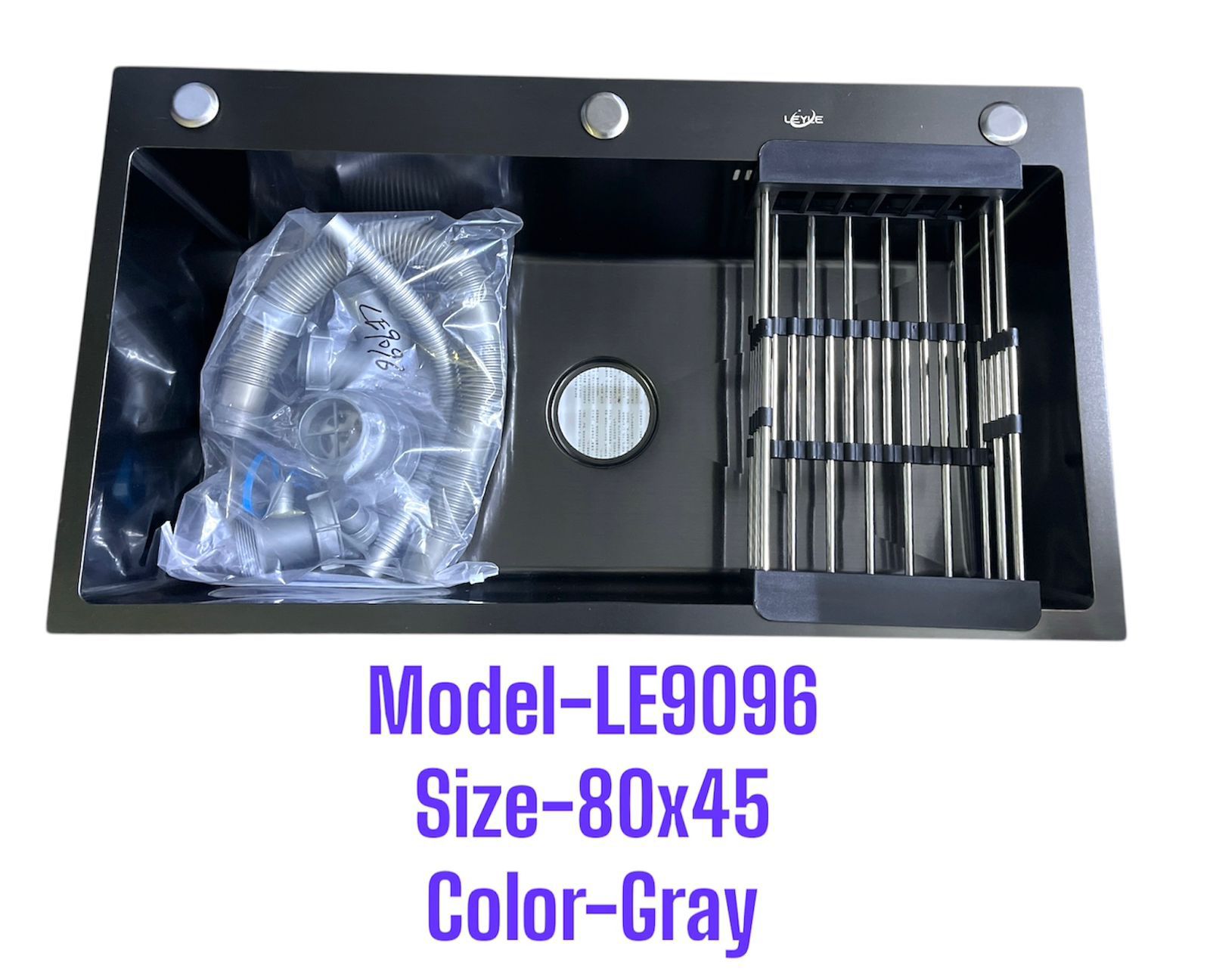 سینک تک لگن 45*80 لی لی رنگ دودی