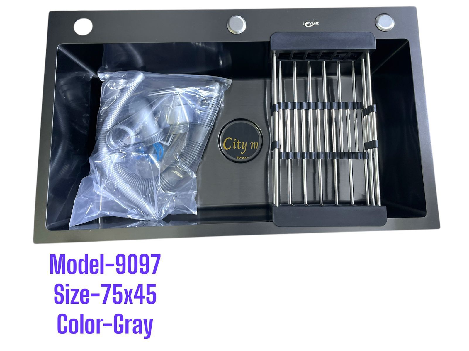 سینک تک لگن 45*75 لی لی رنگ دودی