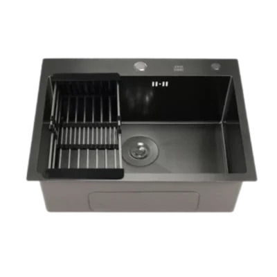 سینک تک لگن هایشین سایز 40*40 رنگ دودی